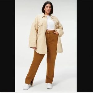 Good American Good‎ Boy Carpenter Straight Leg Jeans Sz 16 High-Waist Split Hem
